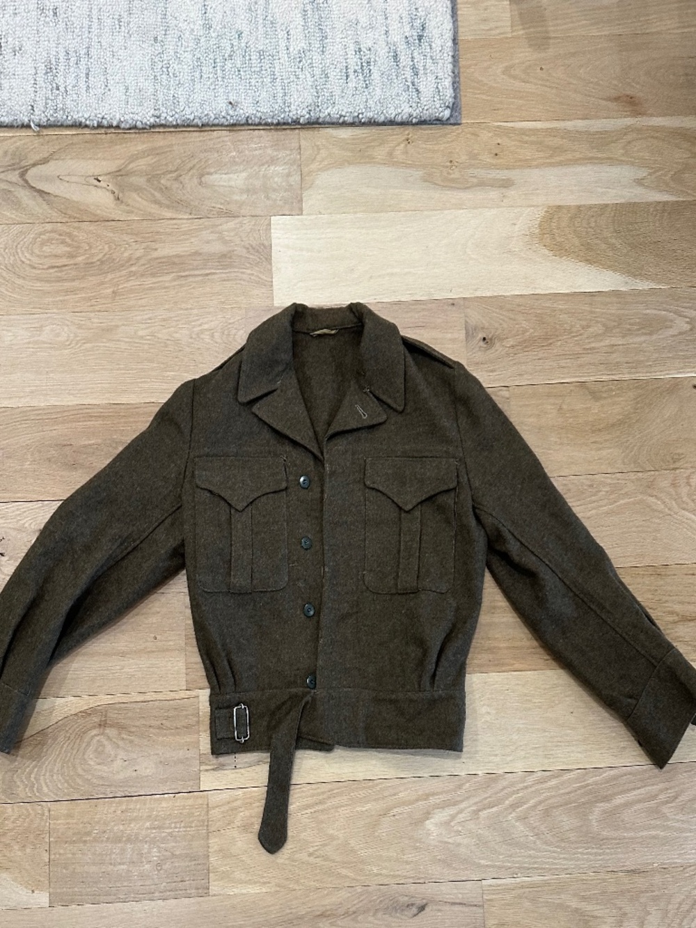 1957 army jacket made by Miller & Gabbe Limited in Size 2